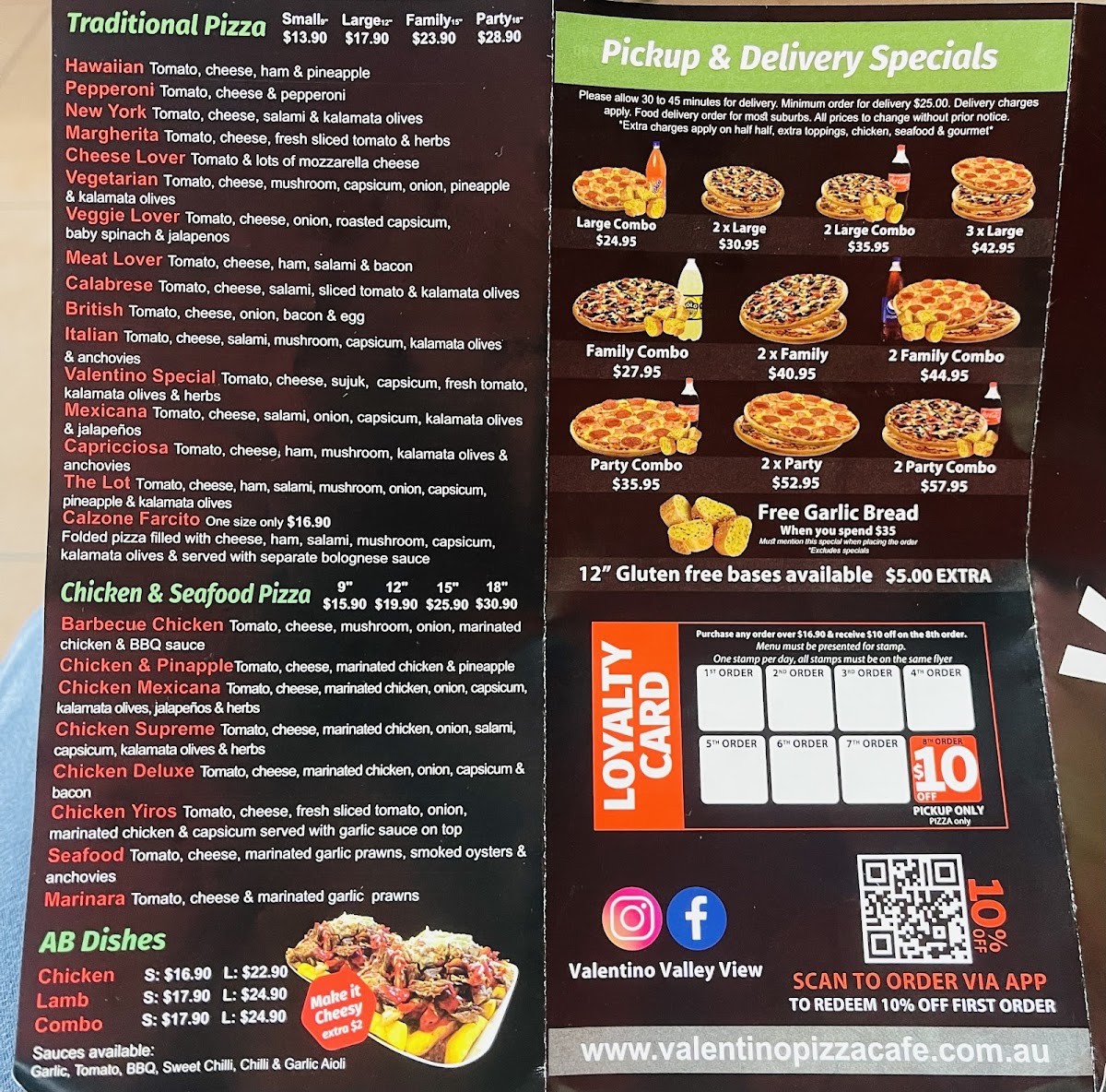 Menu Valentino Pizza - Valley View-1