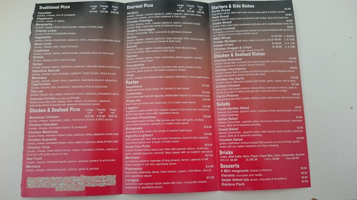 Menu Valentino Pizza - Valley View-7